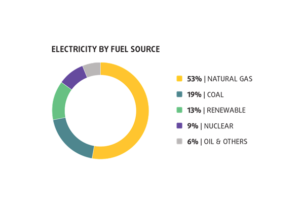 Electricity by fuel source chart