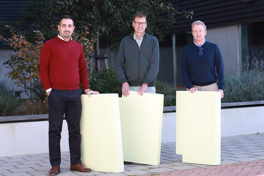 Pictured are the three team members of the polystyrene research and development team.